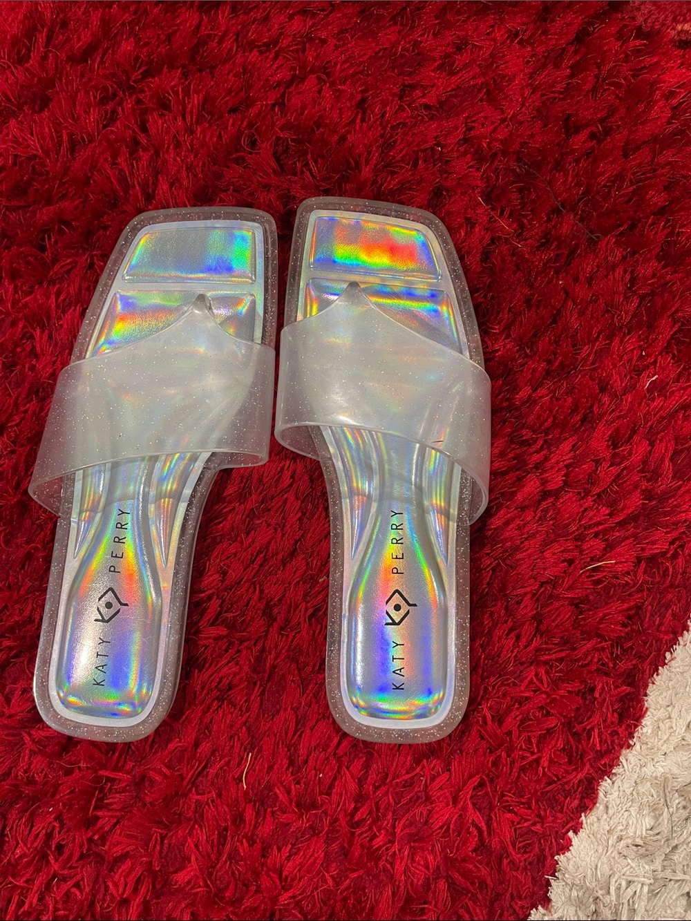 Katy Perry Collections Iridescent Clear Slide Mules - White/Clear